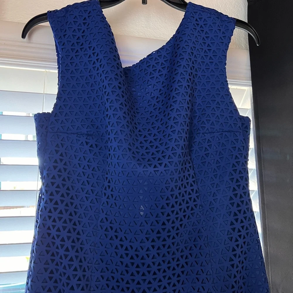 Tracy Reese Cobalt Blue Textured Midi Dress - Picture 3 of 4